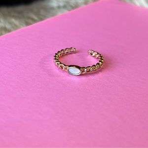 3/$15! NEW Gold Tone Adjustable Ring White Gem